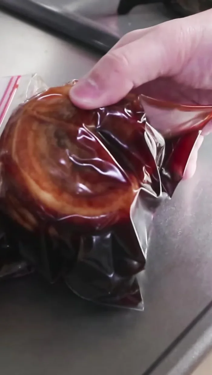 The next day, slice the chashu and sear until golden brown.