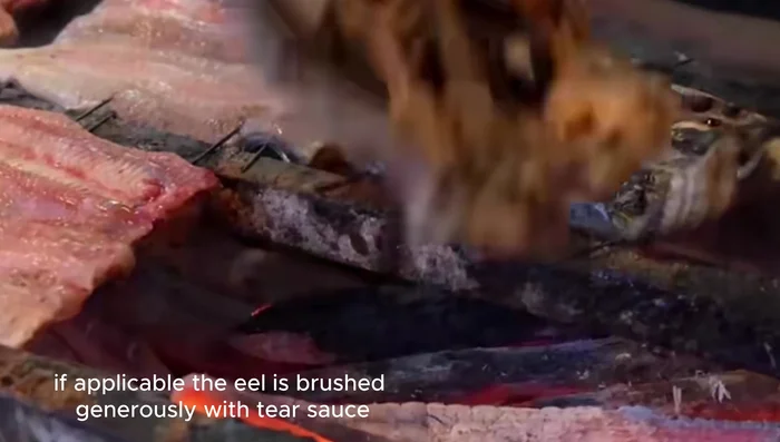 Generously brush the eel with tare sauce.