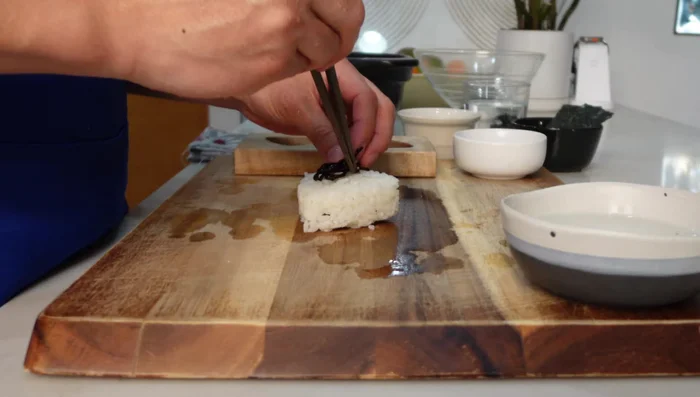 Wrap with seaweed.