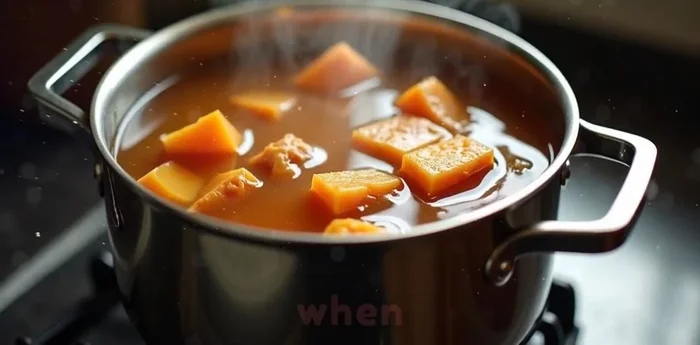 Simmer for 15-18 hours until the bones break down and the broth becomes creamy white.