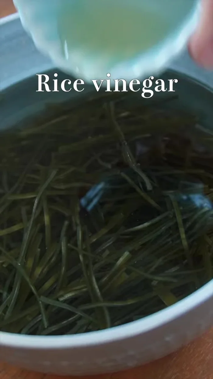 Add the kombu to water and a little rice vinegar. Turn on the heat and cook until tender (vinegar makes kombu tender easily).