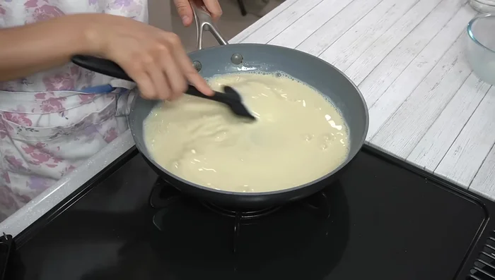 Frying Pan Method: Cook on medium heat, stirring constantly until the mixture thickens and comes together.
