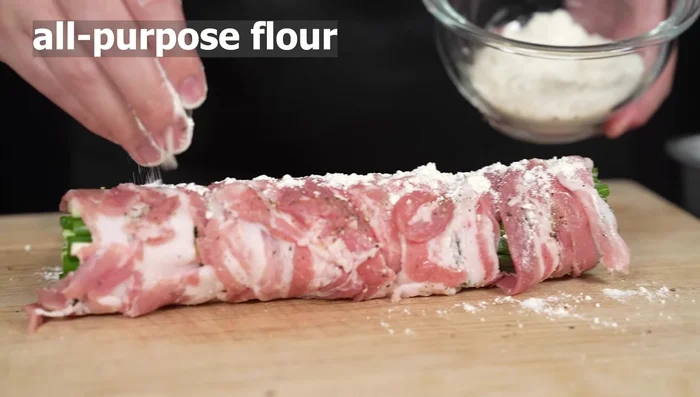 Evenly coat the rolls with all-purpose flour to create a crispy exterior and prevent the pork from separating.