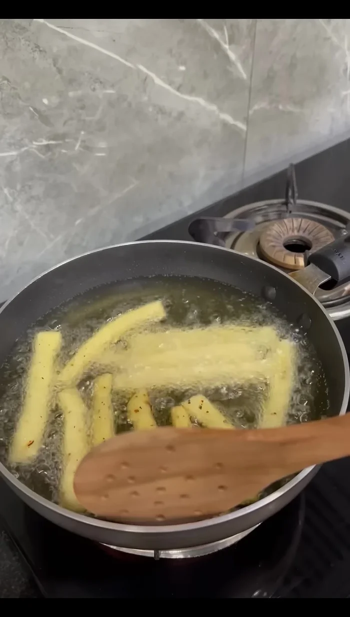 Cut the dough into fry shapes.