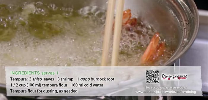 Fry the tempura: Fry your choice of ingredients in the batter until golden brown and crispy.