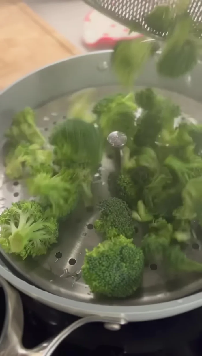 Boil broccoli florets until tender.