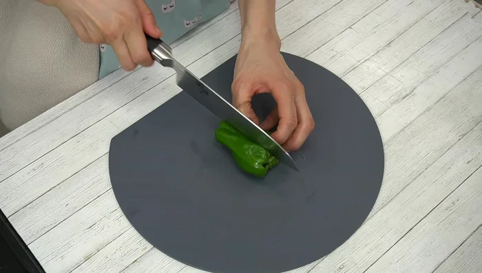 Prepare the peppers: Cut the peppers in half, remove seeds and membranes. Cut into quarters or halves depending on the size.