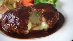 Juicy Cheese-Stuffed Hamburger Steak Recipe