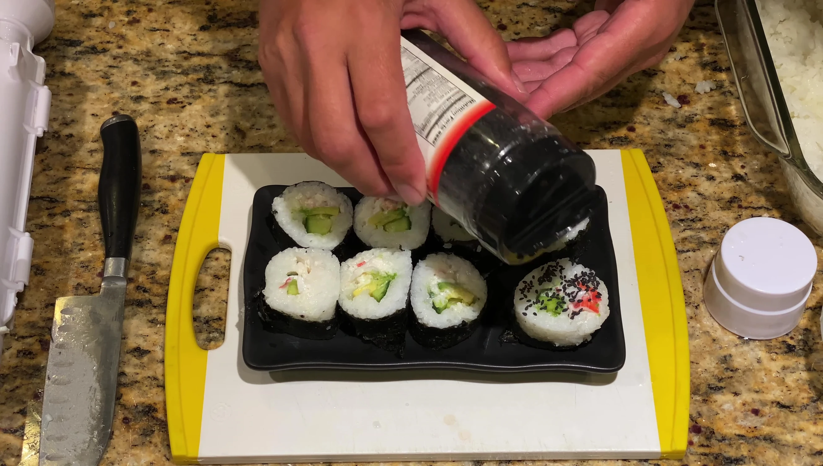 Adding sesame seeds