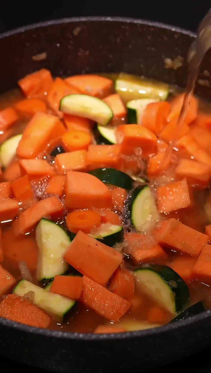 Cover with stock and simmer for 20 minutes.
