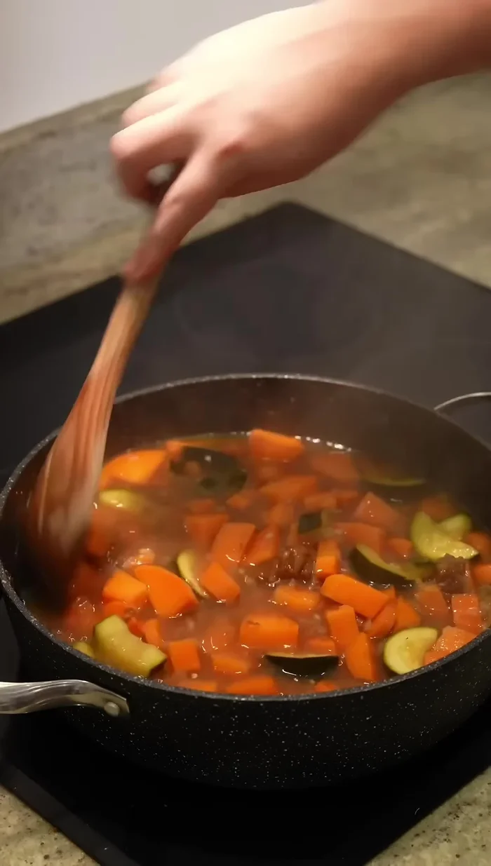 Add Japanese curry blocks to the simmering vegetables and stir until dissolved to your desired thickness. Add water if it becomes too thick.