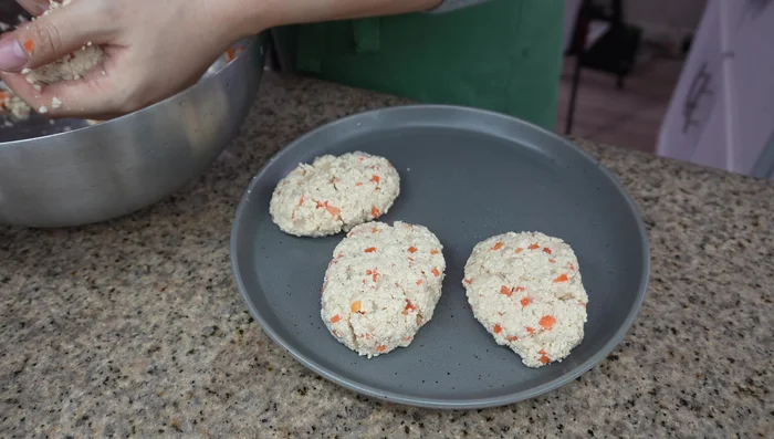 Shape the mixture into small patties.