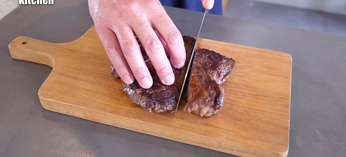 Dice the cooked steak.