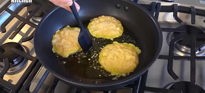Cook the pancakes over low to medium heat until golden brown on both sides. Adjust the shape as needed.