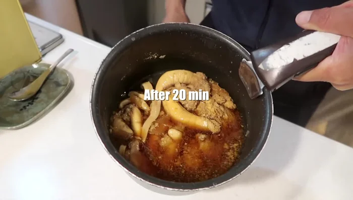 Simmer the fish roe in the mixture for about 20 minutes, or until the eggs turn brown.