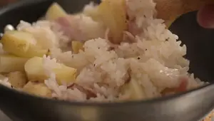 Fastest One-Serving Rice: Bacon & Potato Fried Rice
