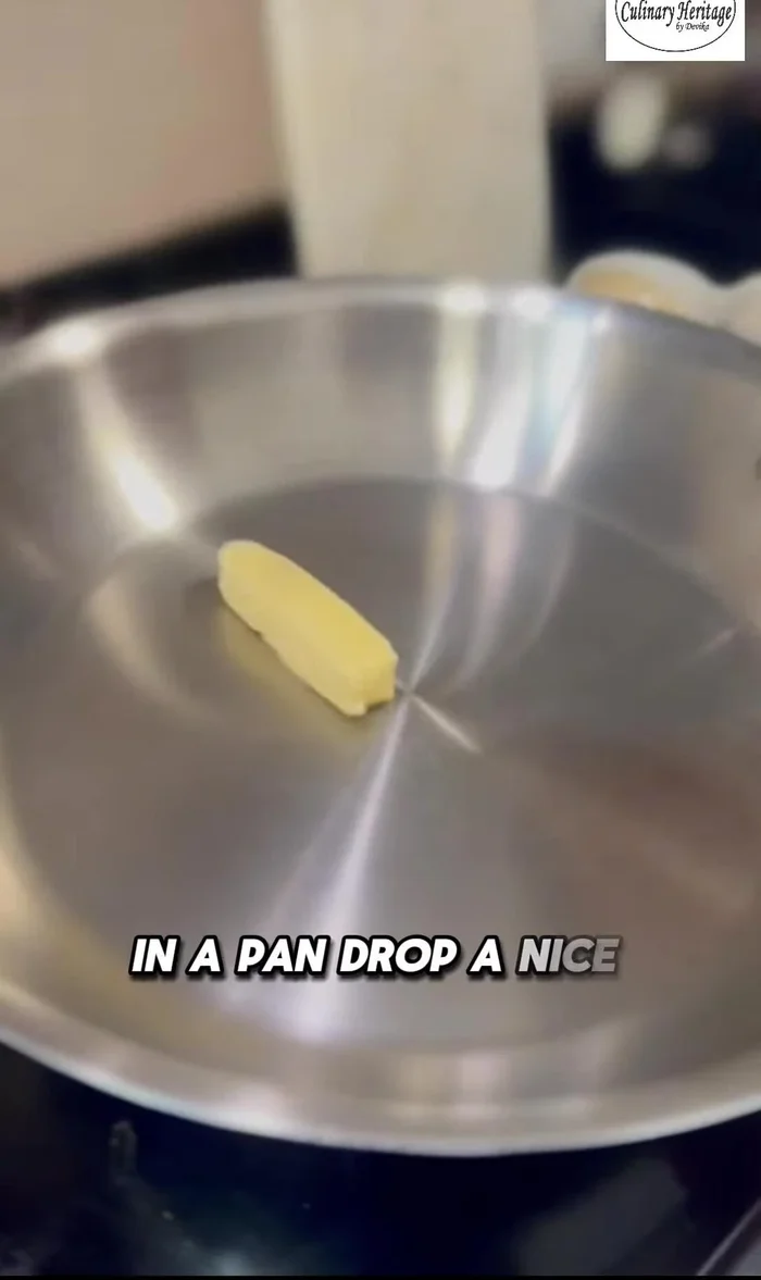 In a pan, melt a generous chunk of butter. Pour in the eggs and don't overmix; you want large egg chunks.