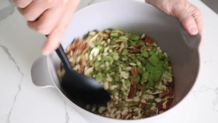 Stir and add oil (avocado or olive oil).