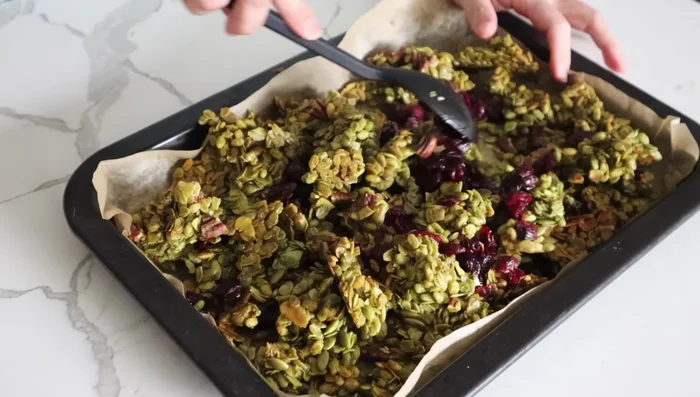 Mix in dried cranberries (or other dried fruits).