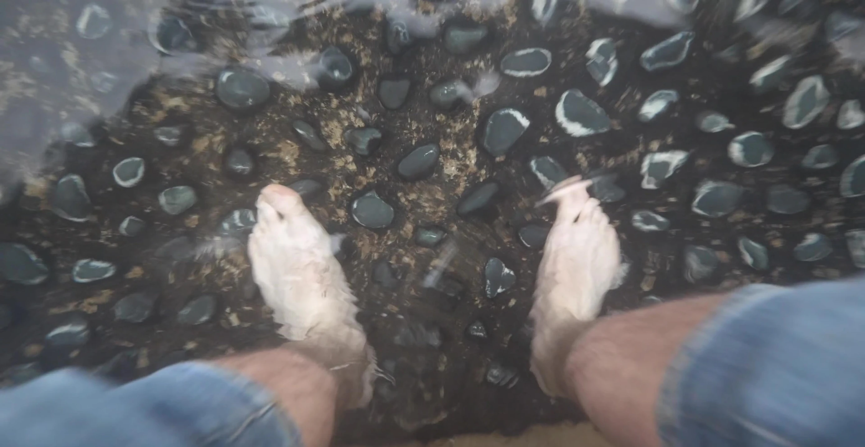 Close-up shot of the heated foot bath