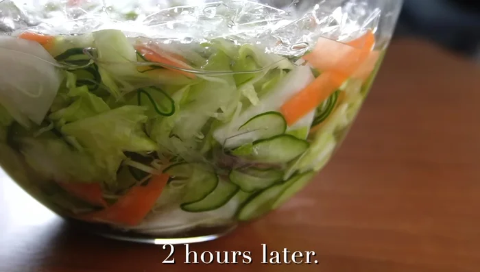 After 2 hours, the Asuka pickles are ready! They can be stored in the refrigerator for up to 3 days.