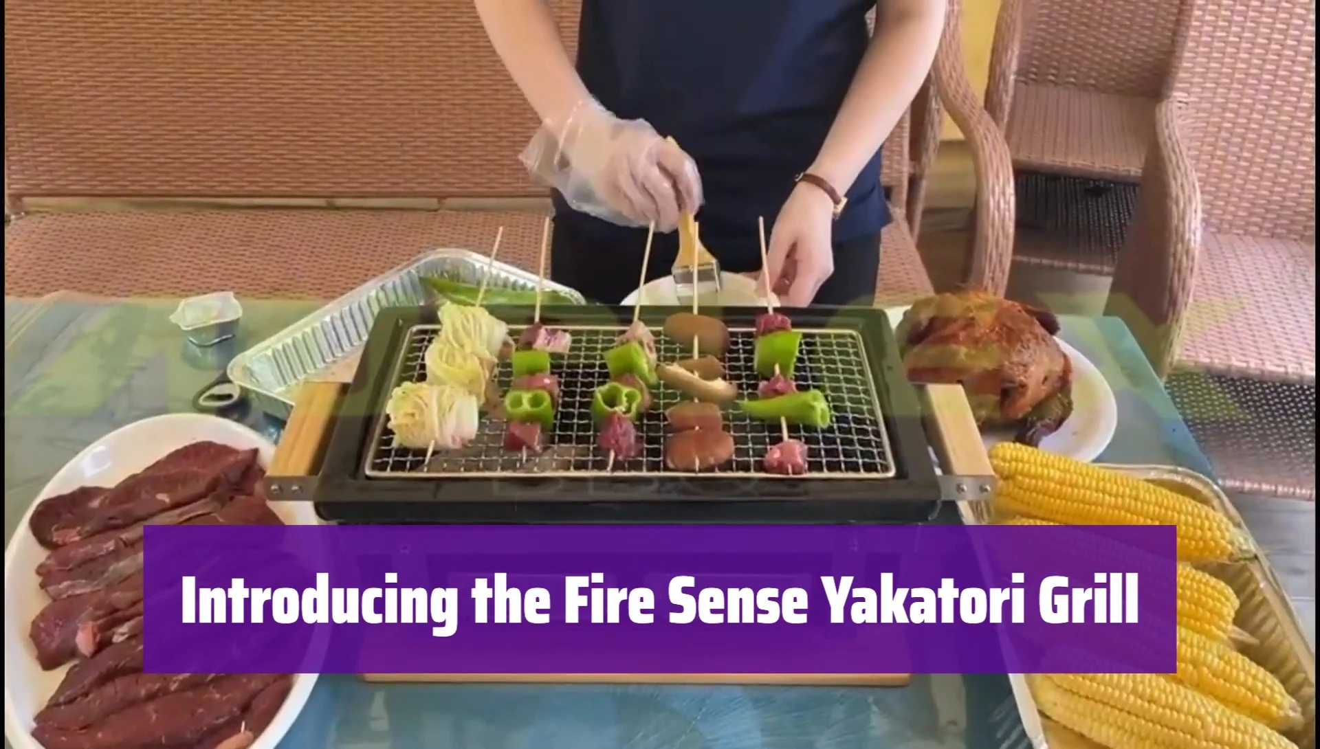 The Fire Sense Yakuri Grill in use