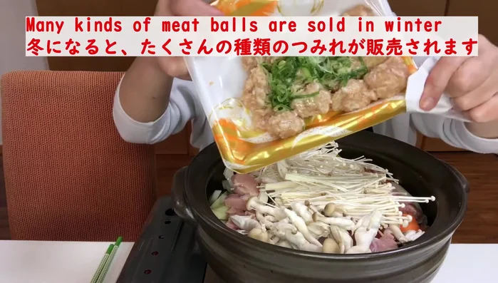 Add mushrooms and meatballs.