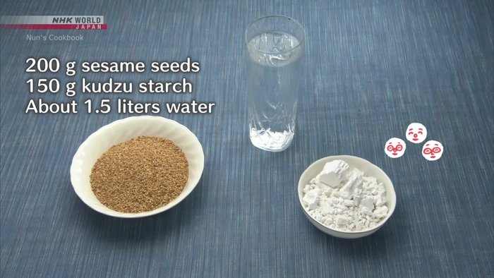 Rub sesame seeds until creamy and thick. This takes time, but the result is worth it.
