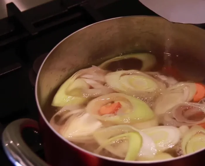Add 1L of water, 2 pieces of Clear Spring Shiitake mushrooms, and 2 small pieces of Clear Spring Kombu seaweed. Cover and cook until vegetables are tender.
