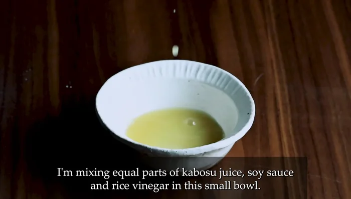 Prepare the dipping sauce: Mix equal parts kabosu juice (or substitute), soy sauce, and rice vinegar. Optionally, add a bit of karashi mustard for extra spice.