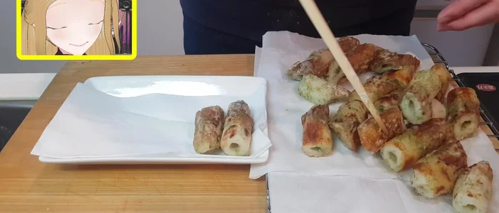 Arrange the chikuwa on a plate.
