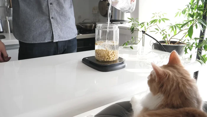 Soak soybeans in water for about half a day (soaking time depends on water temperature).