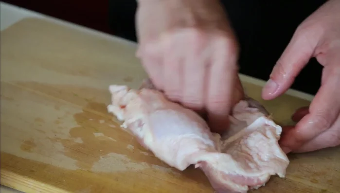 Prepare the chicken: Remove the skin (optional) and trim excess fat. Cut into bite-sized pieces. (88.64)