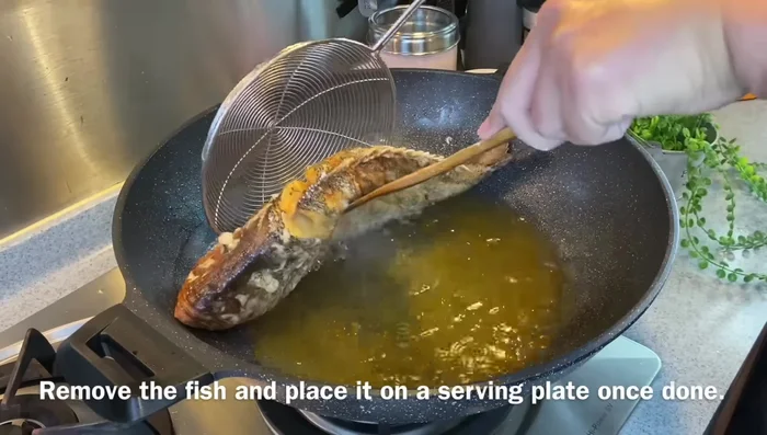 Remove fish from oil. Set aside.