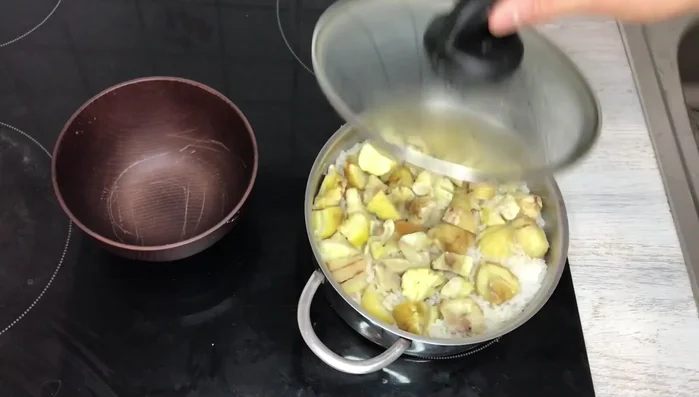 Gently fluff the rice with a wet spatula, being careful not to break the chestnuts.