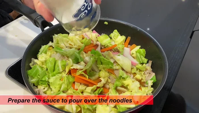 Add the prepared sauce and mix. Cover and cook for about 5 minutes.