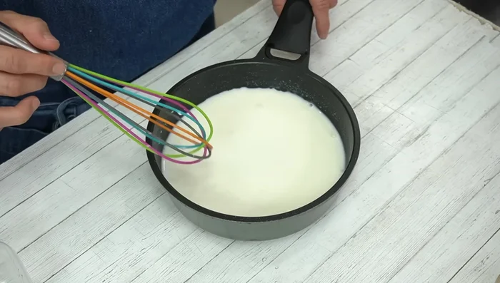 Add milk and mix thoroughly.