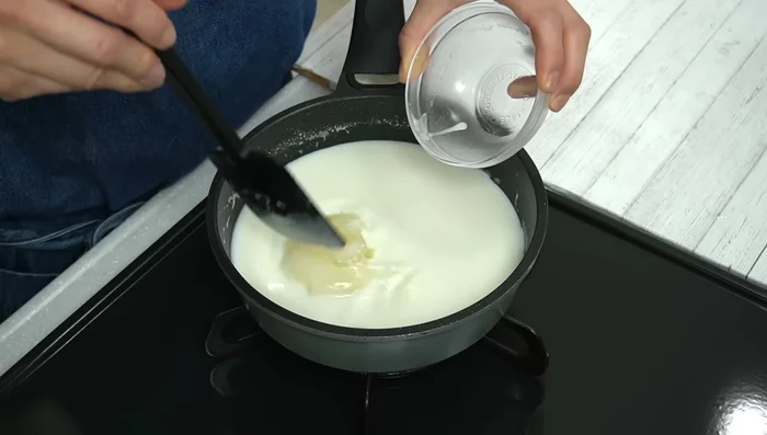 Add the softened gelatin and stir until completely dissolved.