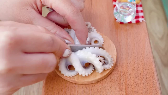 Dip octopus in batter and fry.