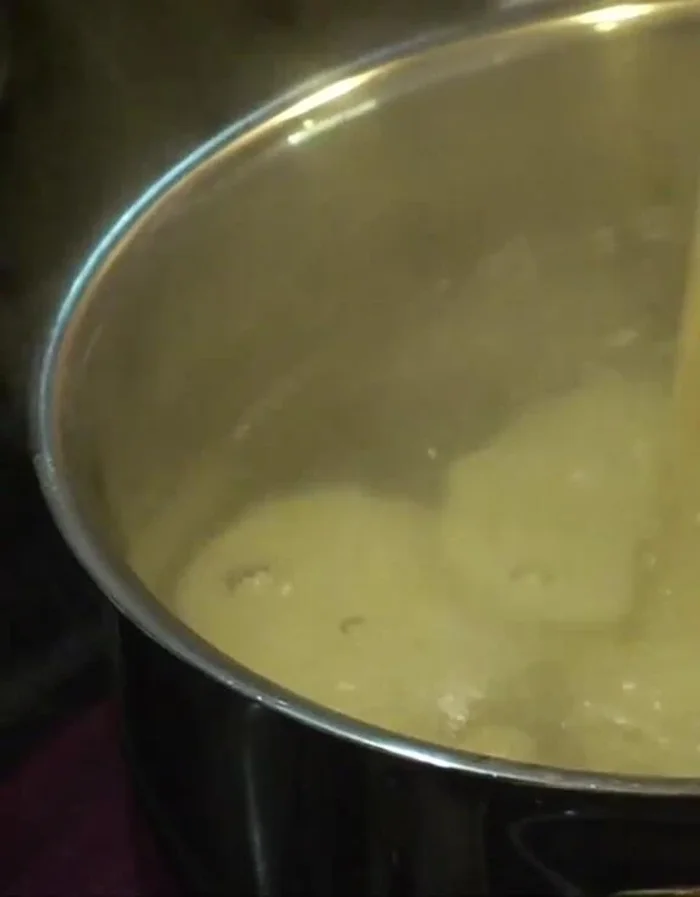Boil the potatoes until soft.