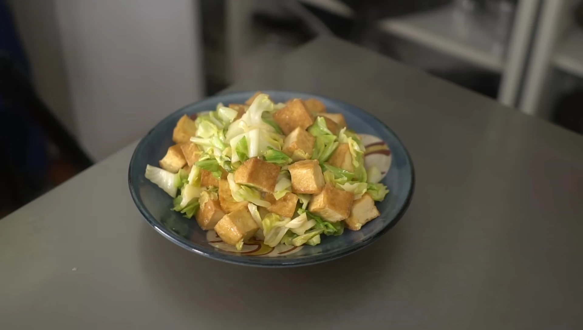 Satisfying Meatless Recipe: Fried Tofu & Cabbage Mayo Stir-fry