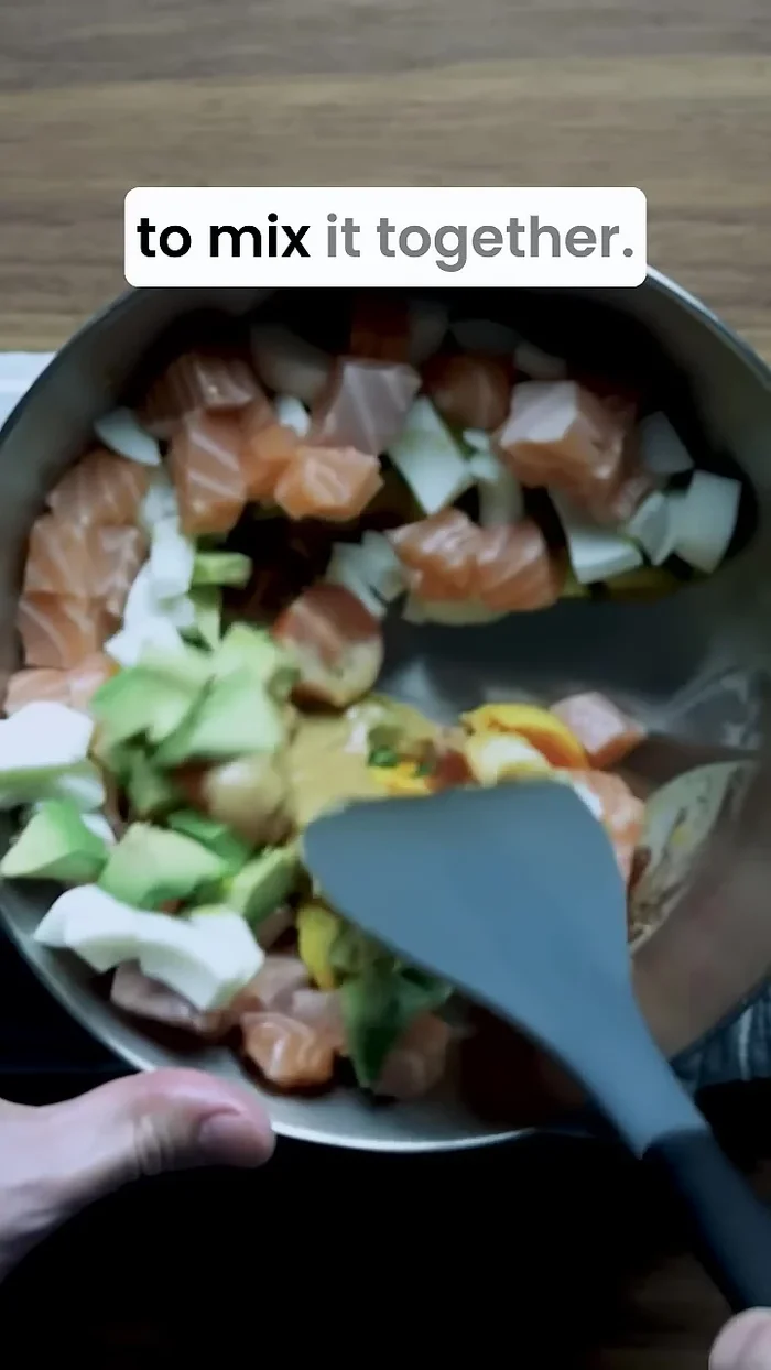 Gently mix all ingredients until evenly coated with the sauce.
