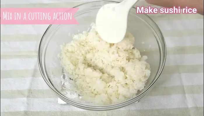 Arrange the salmon pieces neatly on top of the rice layer.