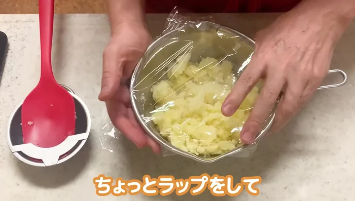 Cover the bowl with plastic wrap and let it cool.