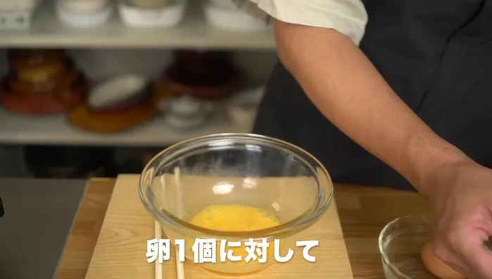 Season each egg with 1/2 teaspoon of sugar and a pinch of salt.