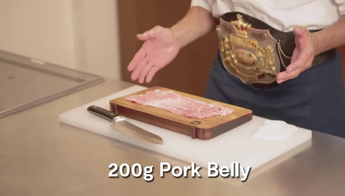 Cut pork belly into bite-sized pieces. If using a whole belly, freeze for a couple of hours to make slicing easier.