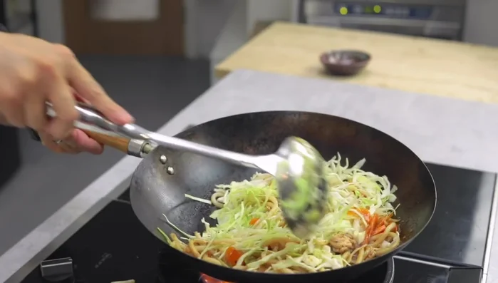 Add finely shredded cabbage at the very end.