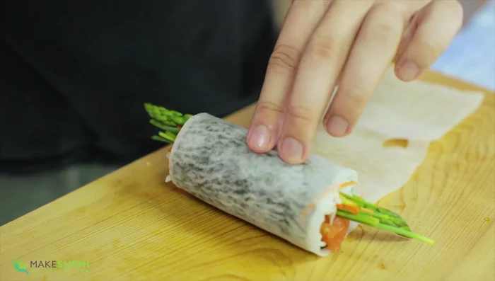 Cut the roll into pieces.