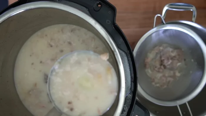 Strain the soup.