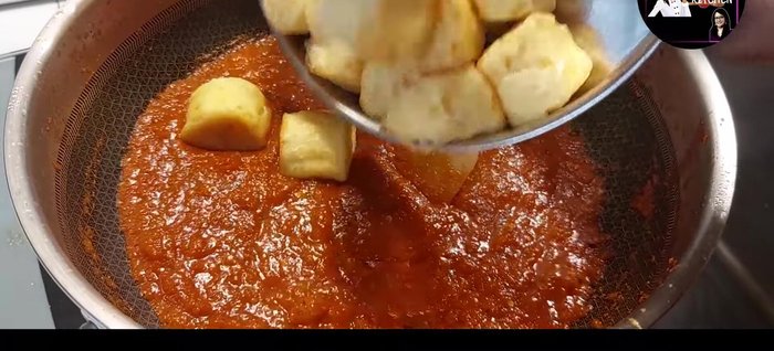 Add the fried tofu to the sambal.
